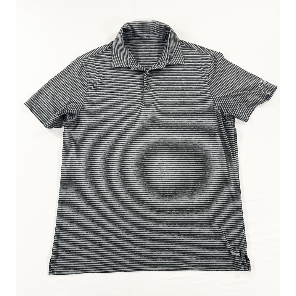 Champion Duo Dry Polo Shirt Men Large L Gray Striped Performance Golf Athletic
